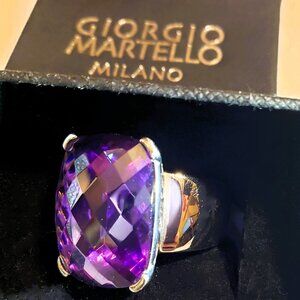 NIB | Giorgio Martello Italian Sterling Silver Amethyst Statement Ring - Sz 7